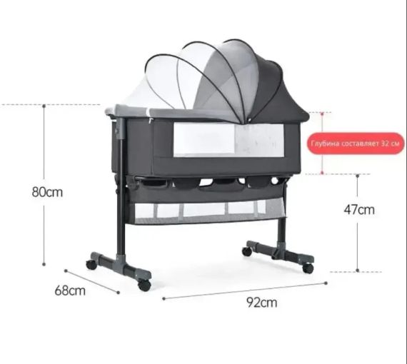 Багатофункціональне дитяче приставне ліжечко-гойдалка з пеленалним столиком | Зображення 5