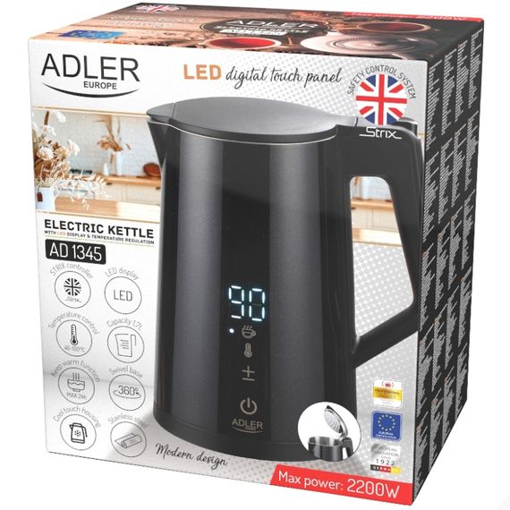 Електрочайник Adler AD 1345 black 1850-2200Вт/ 1.7л/ STRIX/ встановлення температури/ | Зображення 8