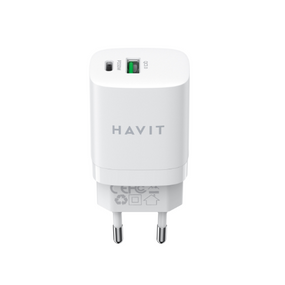 Зарядний пристрій мережевий USB/Type-C 30W білий Havit HV-UC30 White
