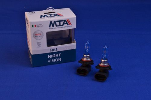 Лампа автомобільна HB3 12 V 65 W P20D NIGHT VISION + 80% (2шт) (ближня/дальня, протитуманна) MTA 80016 NVB21