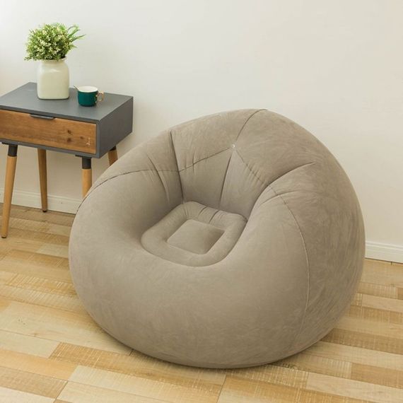Надувное кресло-пуф Inflatable Sofa / Надувное кресло-мешок 110×110×85 см Бежевый | Зображення 4
