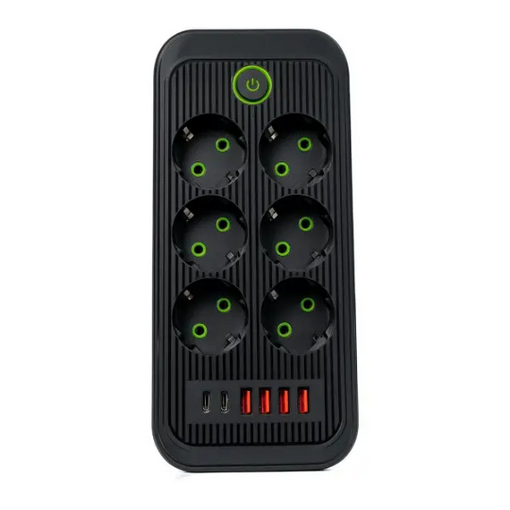 Мережевий фільтр-подовжувач 6 розеток 4 USB-A + 2USB Type-C 5м HP-5-54