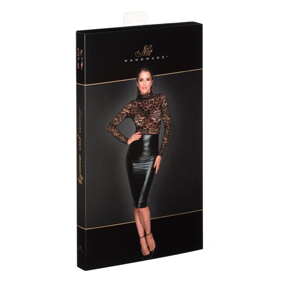 Сукня міді Noir Handmade F228 Midi dress with soft lace top Чорне L | Зображення 4