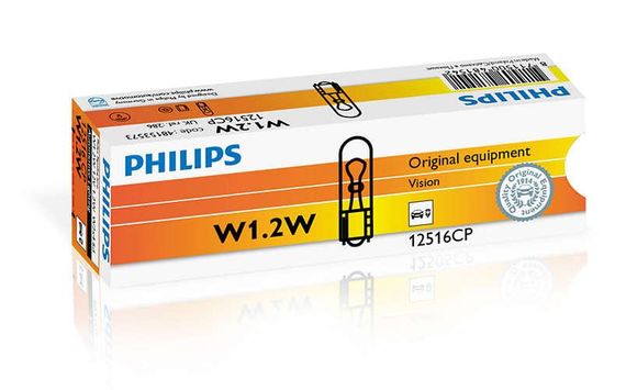 Покажнена лампа розжарювання PHILIPS 12516CP W1,2W 12 V 1,2 W2X4,6d | Зображення 1