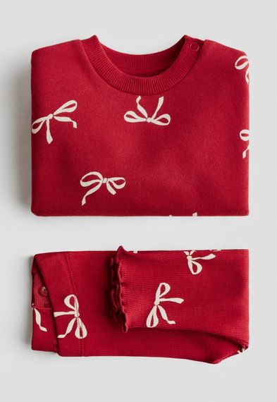 Дитячий новорічний комплект (світшот + легінси) для дівчинки H&M 86 см Червоний (25120504D) | Зображення 1