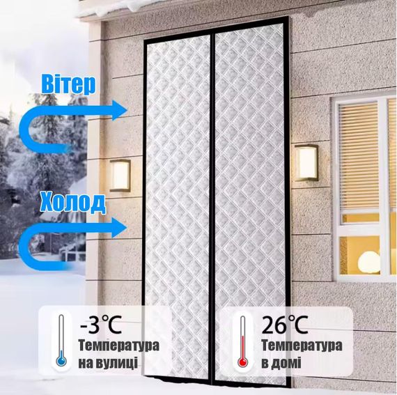 Тёплые шторы на двери (на магнитах) 0,95*2,1 м | Зображення 1