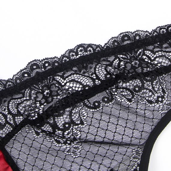 Платье с кружевом Star Night с ошейником и наручниками, бордово-черное, XS-S sexstyle | Зображення 6