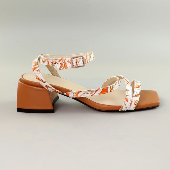 Босоніжки жіночі шкіряні 589044 Коричневі білі 36 37 38 39 40