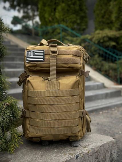 Тактичний рюкзак військовий койот з прапором Сша Usa штурмовий армійський рюкзак 45 Л