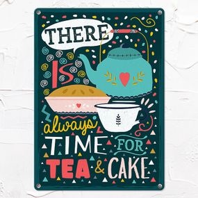 Металева табличка There is always time for tea & cake 26х18,5 см (MET_20J045_WH)