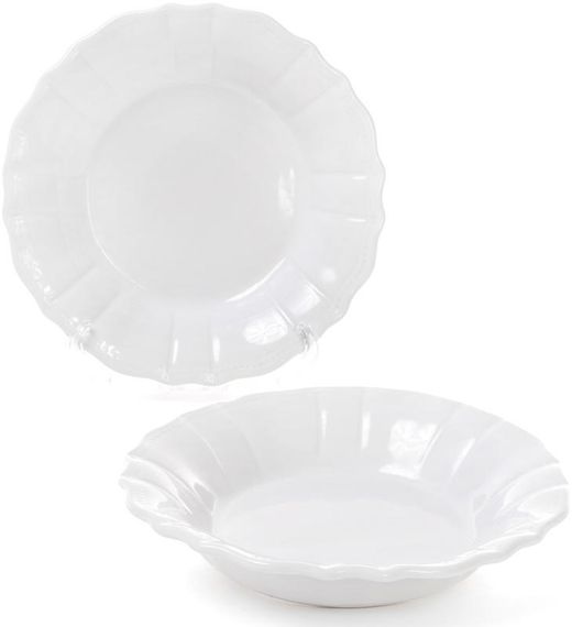 Набір 6 глибоких тарілок Leeds Ceramics SUN Ø23см, кам'яна кераміка (білі)