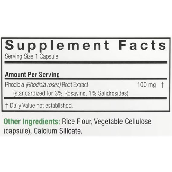 Радиола Nature's Answer Rhodiola 100 mg 60 Veg Caps | Зображення 1