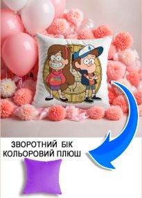 Подушка плюшева Мерч Крафт Дизайн з принтом Граввіті Фолз 2 бузковий плюш квадратна 33х33 см