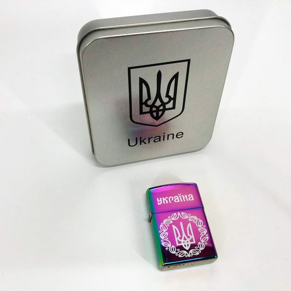 Дугова електроімпульсна запальничка USB Україна (металева коробка) HL-447. IS-712 Колір: хамелеон | Зображення 4