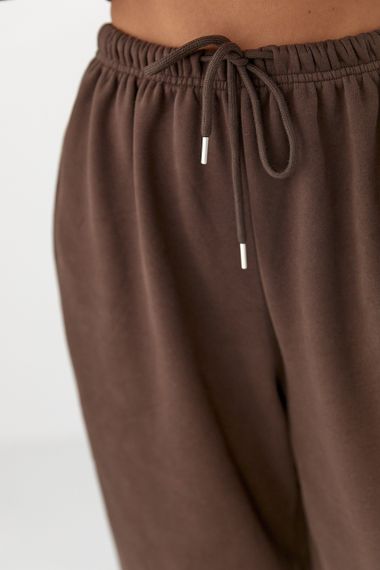 Спортивні штани з плюшевим начісом - коричневий цвет, L (є розміри) | Зображення 3
