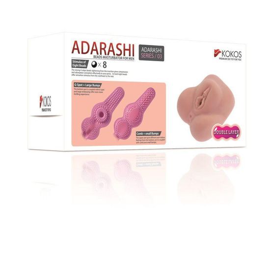 Мастурбатор-вагіна двошаровий Kokos Adarashi -3 Double Layer, Телесный | Зображення 5