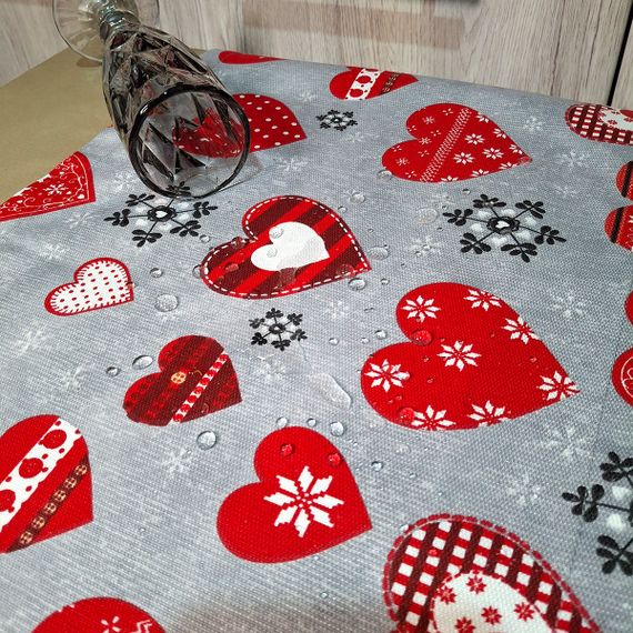 Скатертина SoundSleep Winter Love новорічна водостійка 110х140 см сіра (2800004658539) | Зображення 1