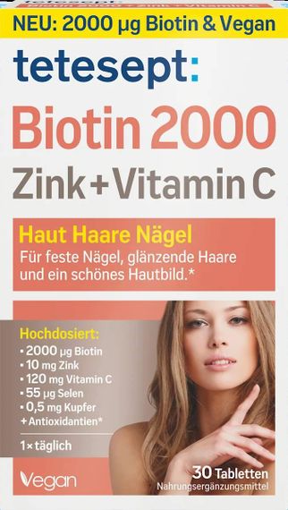 Вітаміни Tetesept Biotin 2000 Тетесепт Біотин 2000 для волосся, нігтів, шкіри