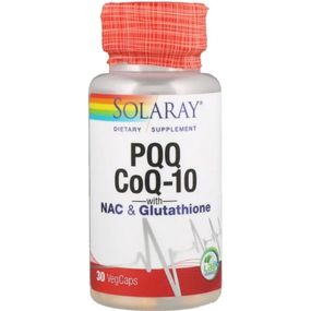 Антиоксидант PQQ Solaray PQQ, CoQ-10 with NAC & Glutathione 30 Veg Caps SOR-36510