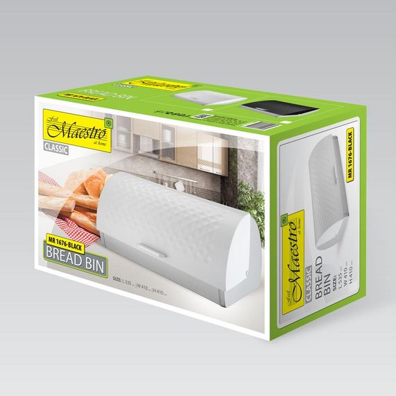 Хлібниця металева Maestro MR-1676-white біла з кришкою | Зображення 4