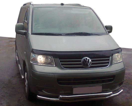 Нижняя двойная губа ST014 (нерж) 60 на 60мм для Volkswagen T5 Multivan 2003-2010 гг