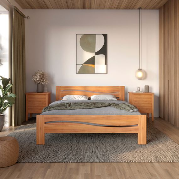 Двоспальне дерев'яне ліжко Mebigrand Неаполь Вільха 140х190 см (MBG-3692)