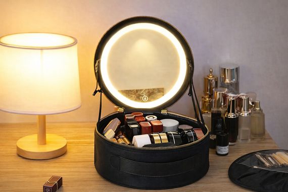 Косметичка-органайзер з LED дзеркалом, 29х28х11 см/Дорожня косметичка | Зображення 5