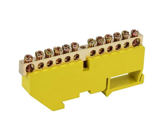 Шина ізольована «N/PE» на DIN-рейку ШЛІ6х9-12 жовта Ny95503127