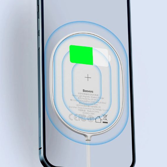 БЗУ Baseus Light Magnetic Wireless Charger for IP12 (WXQJ) Білий | Зображення 3