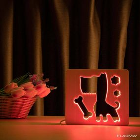 Светильник ночник ArtEco Light из дерева LED "Пес и косточка" с пультом и регулировкой...
