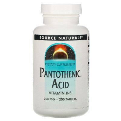 Витамин Source Naturals Пантотеновая кислота, Pantothenic Acid, Витамин В-5, 250 мг, 250 та (SN0512) - Топ