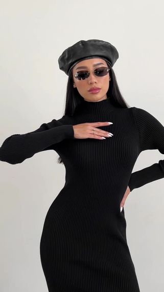 Сукня MAXI довга приталена з розрізом чорна 🖤🔥 M-L | Зображення 5