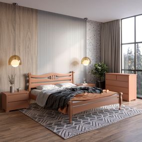 Двоспальне дерев&#039;яне ліжко Mebigrand Даллас Коричневий (RAL8025) 140х190 см (MBG-5905)