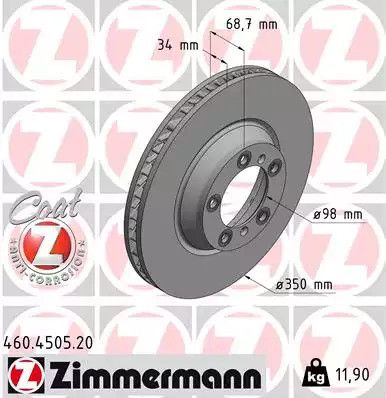 Диск гальмівний PORSCHE PActionRA, ZIMMERMANN (460450520)