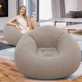 Надувное кресло-пуф Inflatable Sofa / Надувное кресло-мешок 110×110×85 см Бежевый