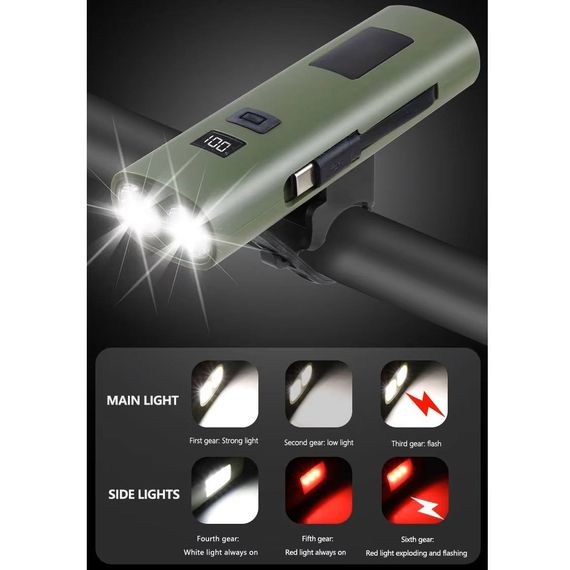 Велоліхтар Z-818 2x3W+COB (white+red) з Power Bank (6400mAh) | Зображення 1