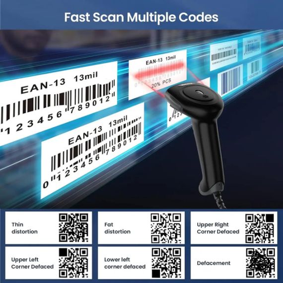 Сканер штрих-кода Eyoyo ey-034 1D 2D QR Проводной сканер QR-кодов Ручной считыватель штрих-кодов для ПК, Mac, ноутбука | Зображення 2