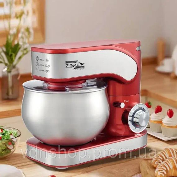 Кухонный тестомес миксер 4в1 3500 Вт на 6 литров Zepline из нержавеющей стали ZP-136
