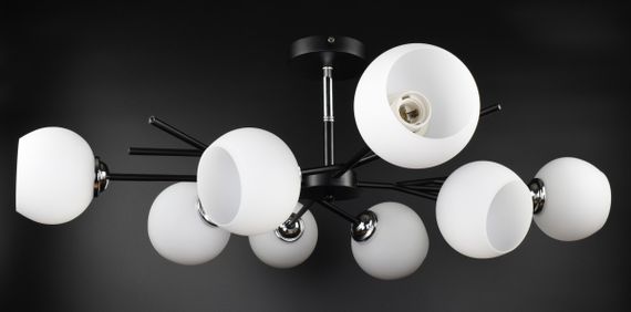 Люстра стельова на 8 лампочок 27078 Чорний 34х85х85 см. | Зображення 2