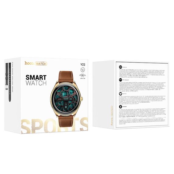 Смарт-часы Hoco Smart Watch Y22 Amoled Smart sports watch (call version) Champagne gold | Зображення 1