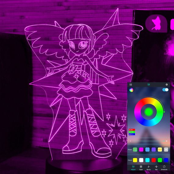 Акриловый светильник-ночник управление с телефона Девушки Эквестрия tty-n000967