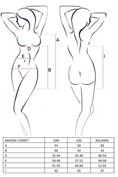 Корсет-сорочка з пажами Passion MADDIE CORSET S/M, black, трусики sexstyle | Зображення 1