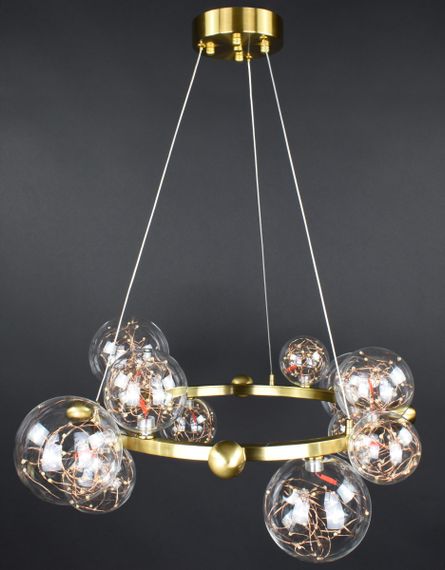 Люстра світлодіодна підвісна LED світильник для квартири на стелю лед 27305 Латунь 40-130х78х78 см. | Зображення 1