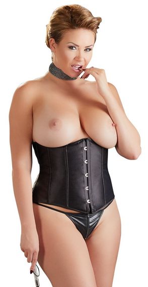 Корсет з відкритим бюстом Cottelli Collection Underbust Corset зі шнурівкою, чорний, XL sexstyle | Зображення 1