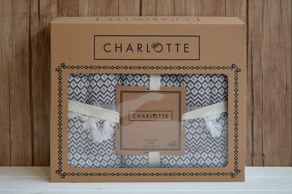 Плед бавовняний Charlotte 200×230 см. Геометрія коричневий | Зображення 2
