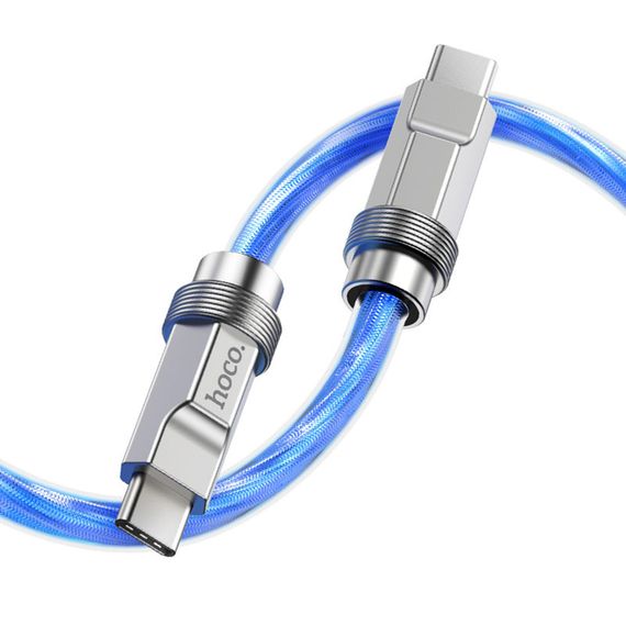 Дата кабель Hoco U113 Solid 100W Type-C to Type-C (1m) Blue | Зображення 2