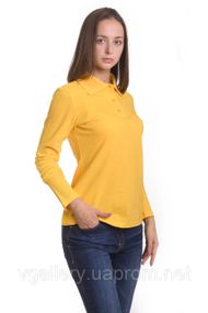 Жовта Футболка жіноча ПОЛО з довгим рукавом -  тканина - лакоста