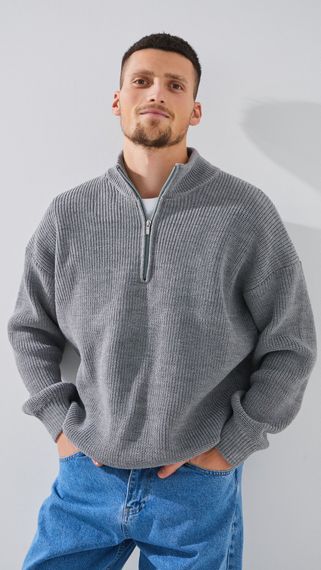 Джемпер однотонний чоловічий LAWA MBC02388 L Сірий shop (2888000018663)