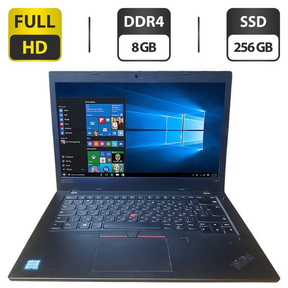Ноутбук Lenovo ThinkPad L490 / 14" (1920x1080) IPS / Intel Core i5-8265U (4 (8) ядра по 1.6 - 3.9 GHz) / 8 GB DDR4 / 256 GB SSD / Intel UHD Graphics 620 / WebCam б/у
