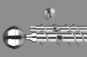 Карниз для штор дворядний металевий 25 мм, Калісто Сталь 300 див.